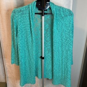Fever Turquoise Open-Front Knit Cardigan